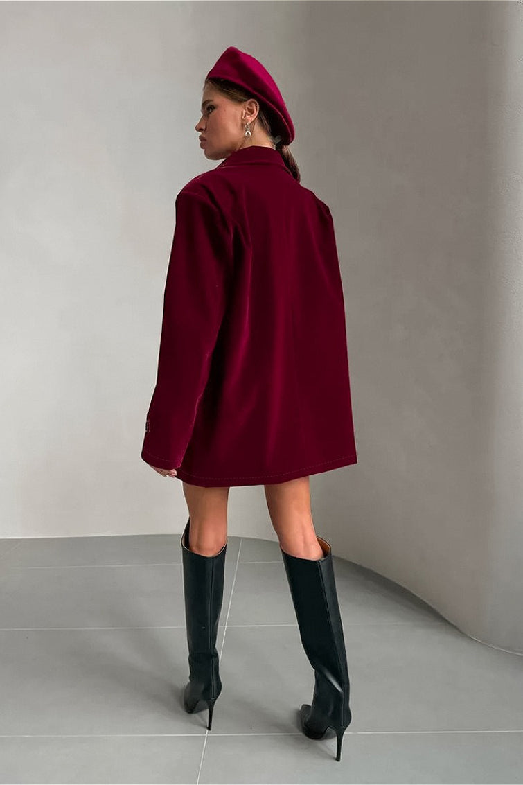 Solid Velvet Vintage Button Coat