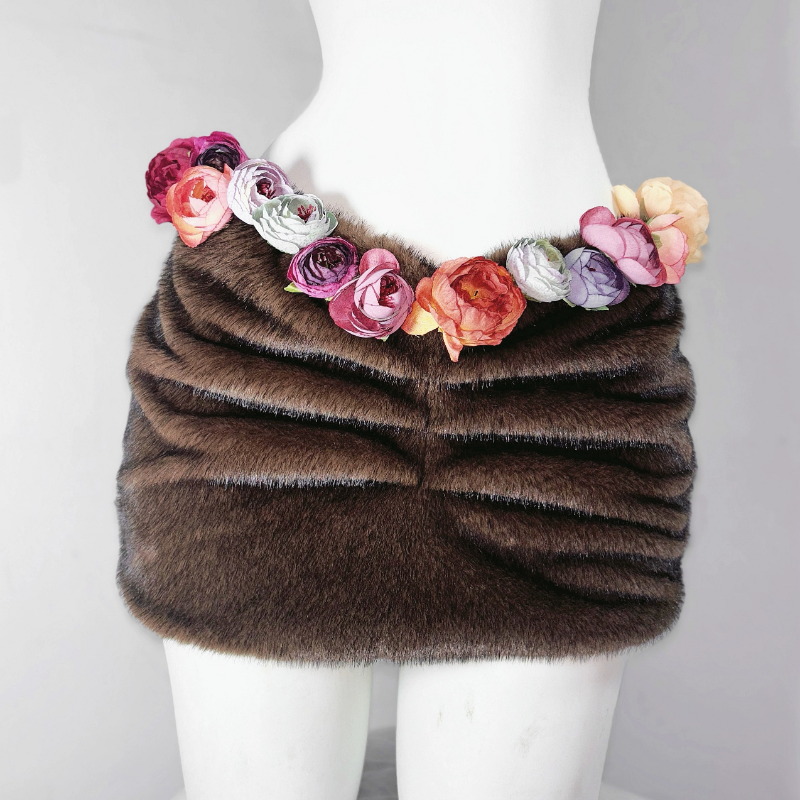 Halter self tie flower applique fluffy backless top | Festival Outfits Women