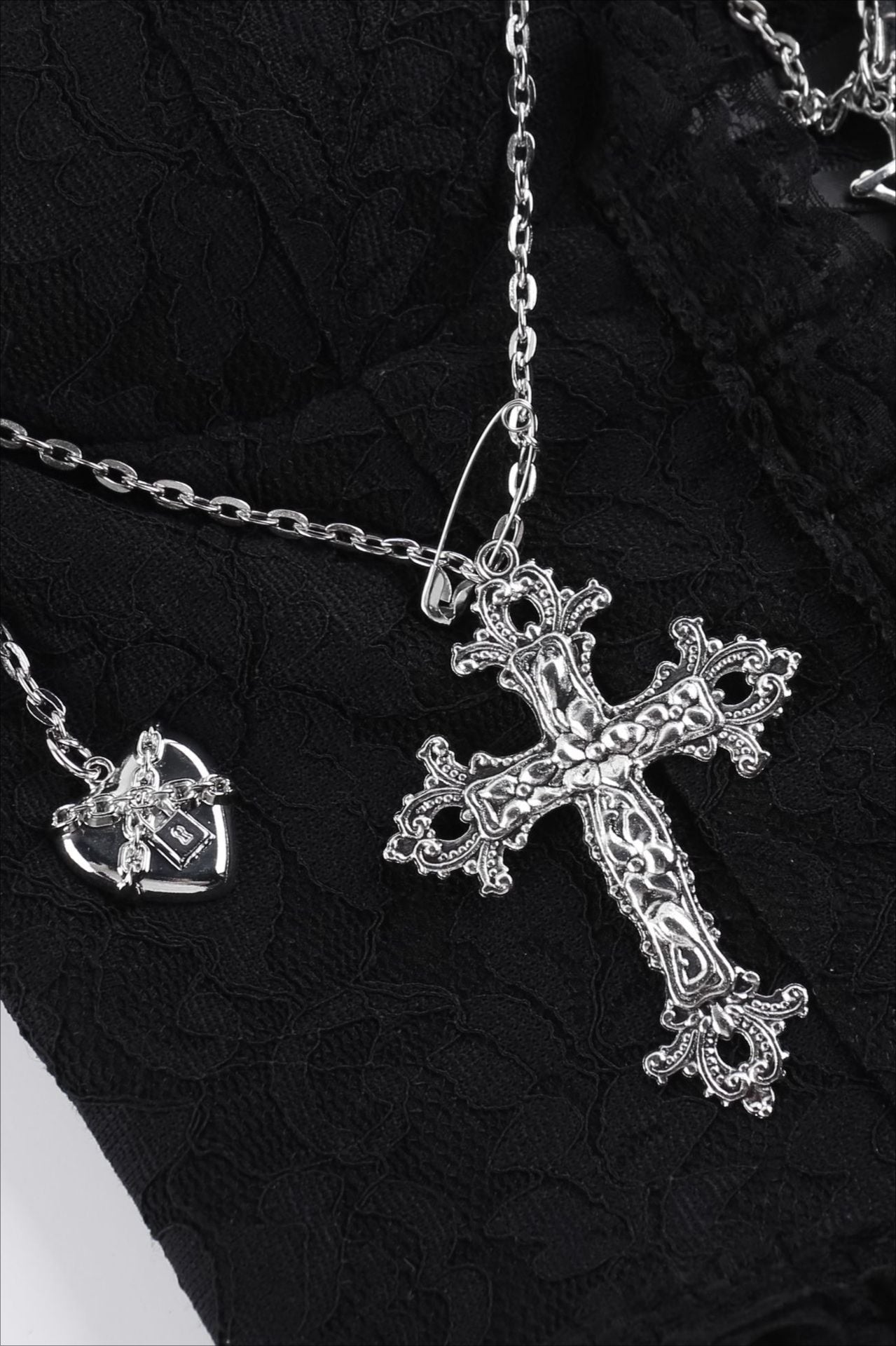 Dark Gothic Cross Chain Bustier Corset