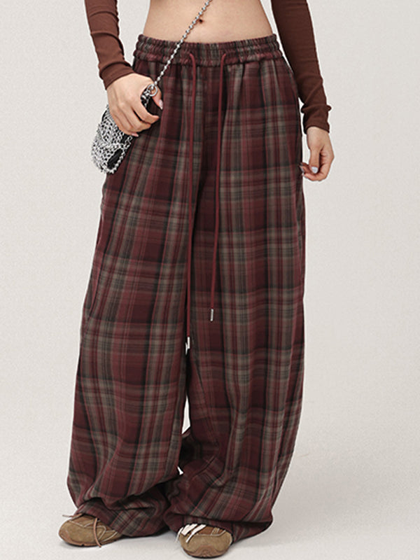 Plaid Baggy Parachute Cargo Pants