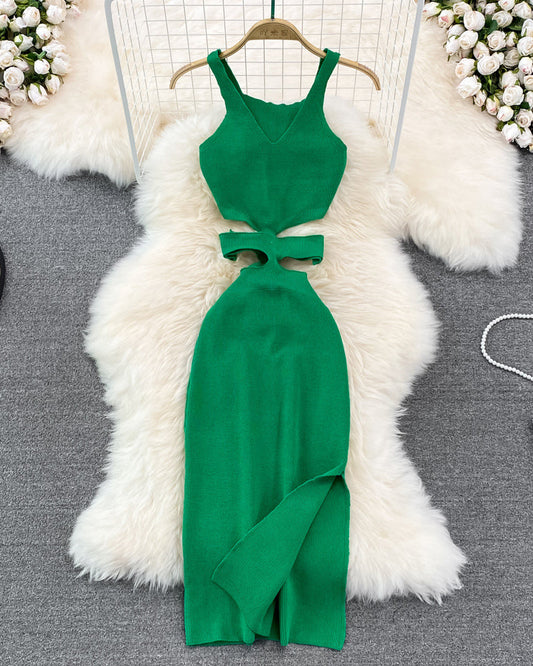 Waist Hollow Suspender Bodycon Dress