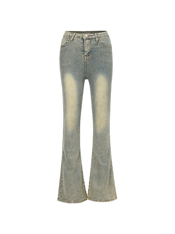 Distressed High Rise Flared Slim Jeans