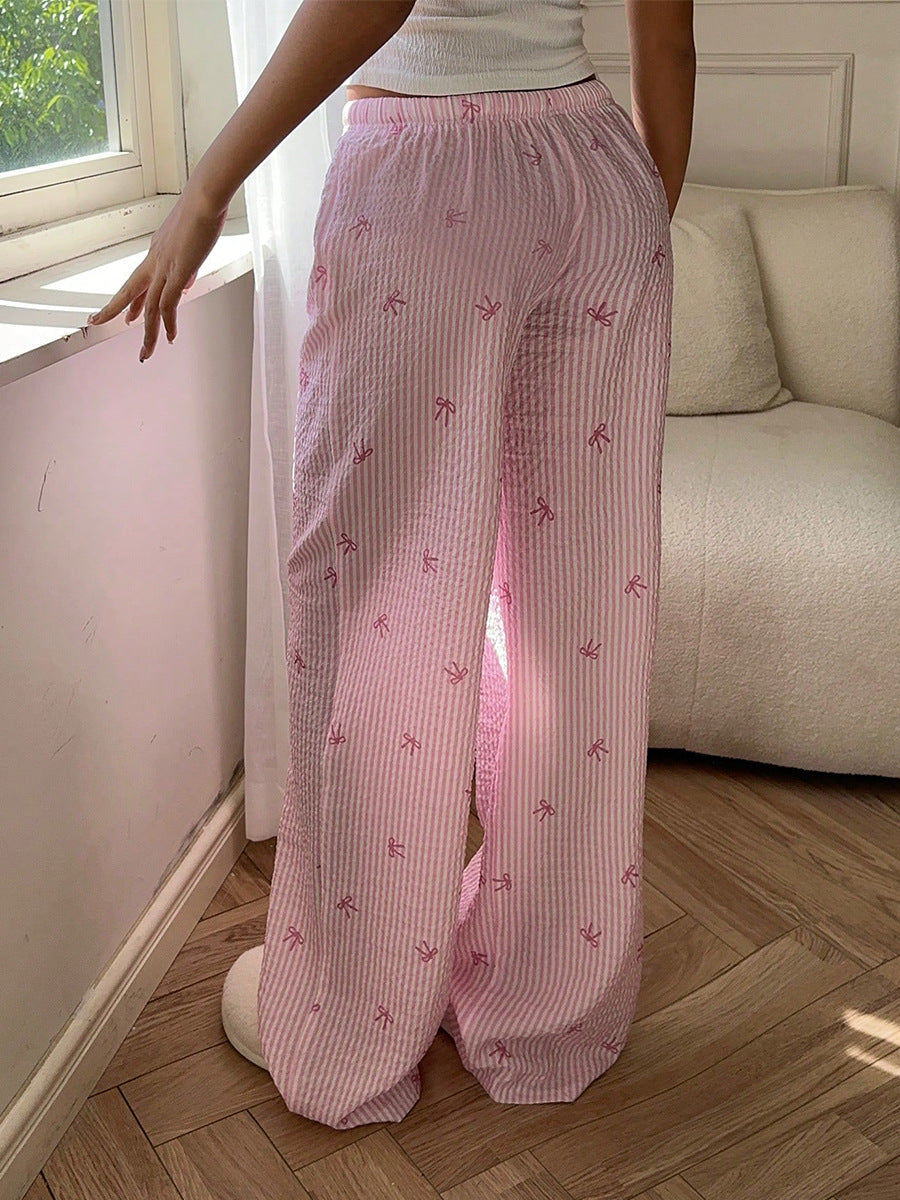 Striped Wide Leg Drawstring Pant