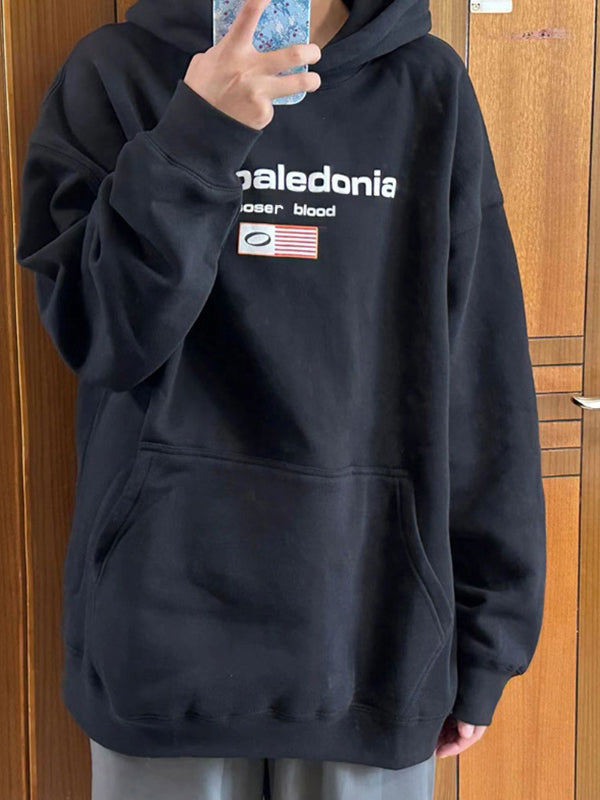 Vintage Letter Print Oversized Hoodie