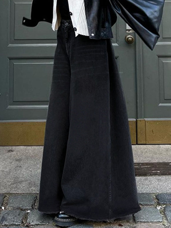 Vintage Black Wash Wide Leg Flare Boyfriend Jeans