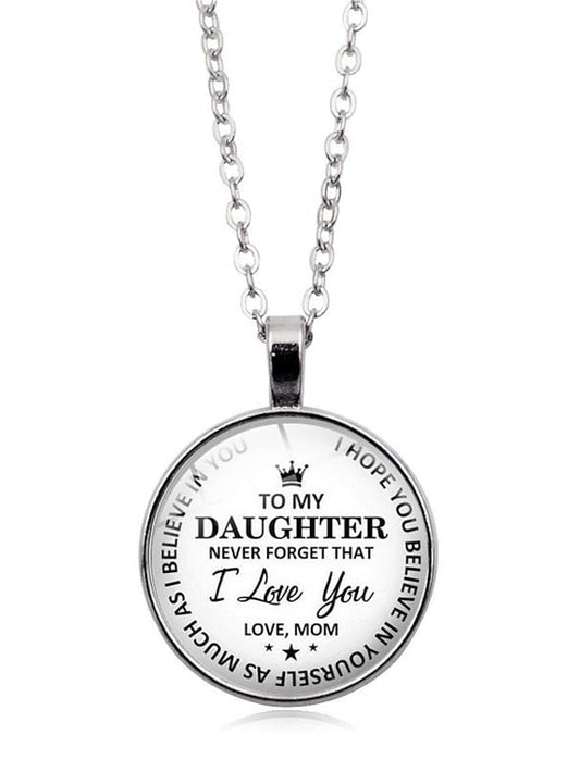 necklace Fashion Street Letter Necklaces & To my Daughter Pendant Round Glass Necklaces / Sweater Chain Necklace for Women