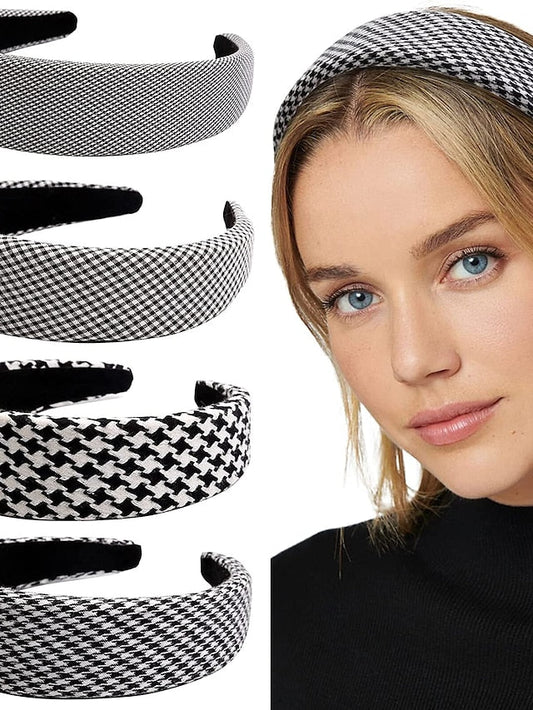 4pcs Girls' Headbands Leather Headband for Women - 4Pcs Wide Headbands Fashion Thick Hair Head Bands Diademas Para Mujer De Moda Hair Accessories for Women