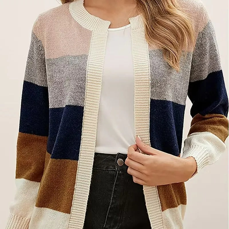 Cárdigan de punto a rayas para mujer | Ideal para otoño/invierno