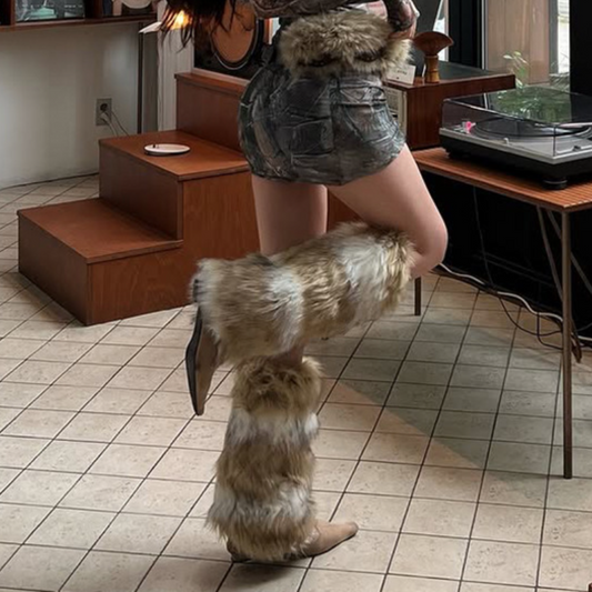 Fluffy contrast leg warmer | Festival Outfits Women