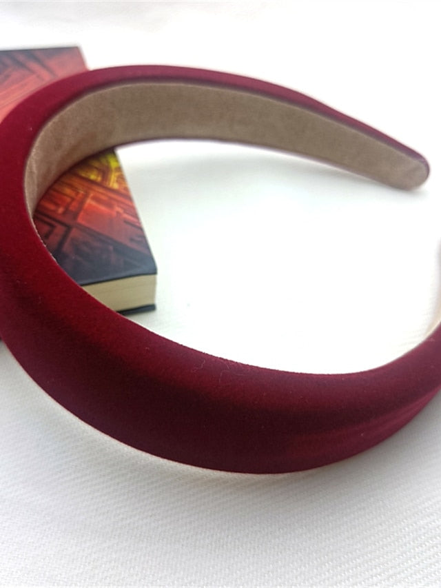1PC Female Red Bezel Head Padded Headband for Women Solid Thick Hair Hoop Hairband Cotton Blends Headbands for Women