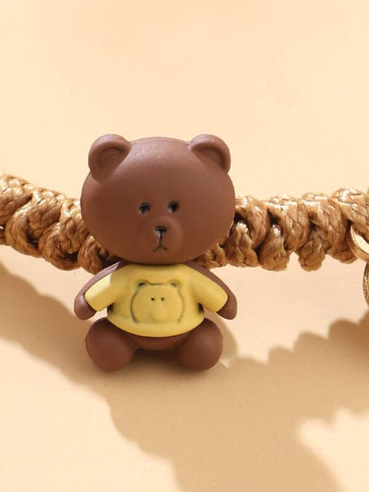Boys Bear Decor Braided Bracelet for Women