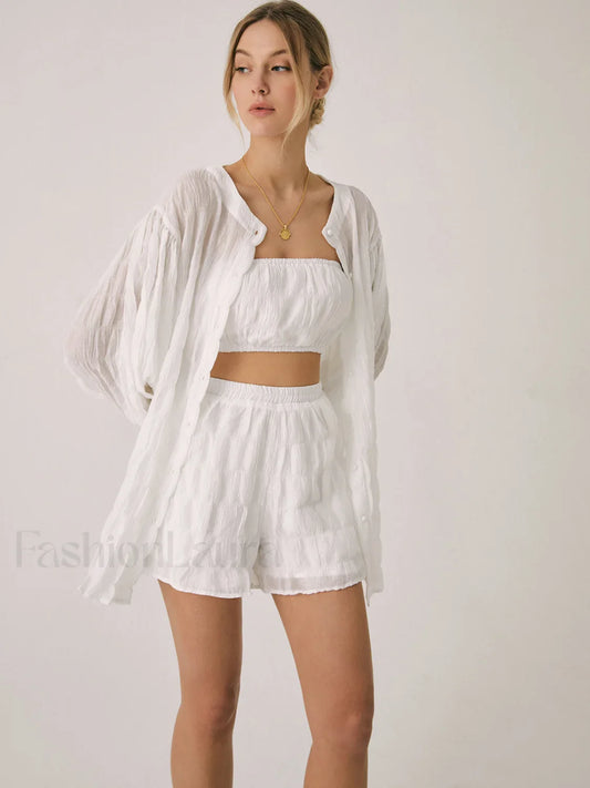 Breathable Three Graceful Piece Shorts Set
