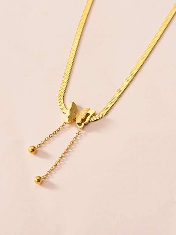 Butterfly Decor Necklace-Gold for Women