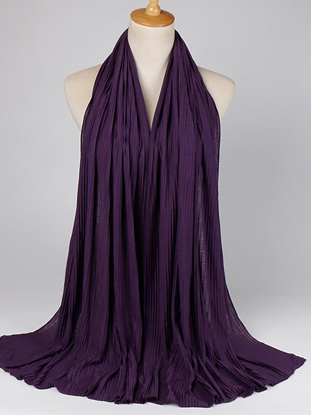 Multiple Colors Plain Solid Wrinkle Maxi Jersey Hijab Shawl Wrap Elastic Foulards Sjaal Arab Snood Islamic Muslim Headband 180*80Cm for Women