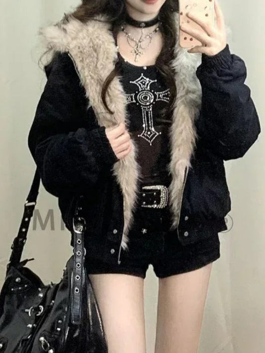 Loose Fit Fur Lined Padded Coat