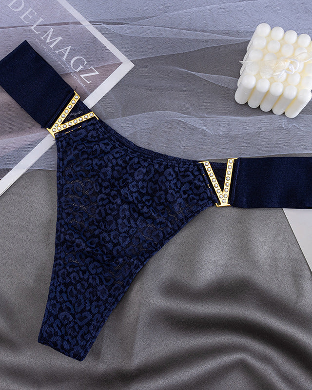 V-Neck Rhinestone Lace Panties(9 Pieces)