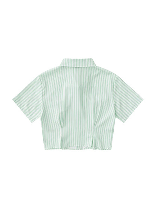 Stripe Slim Short Sleeves Shirts