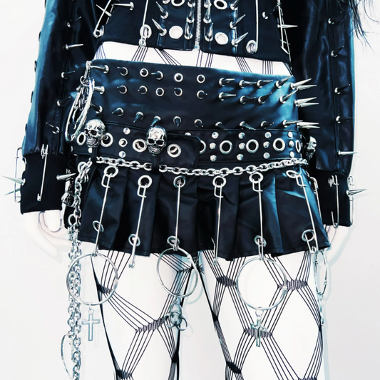 Long sleeve PU leather rivet top | Festival Outfits Women