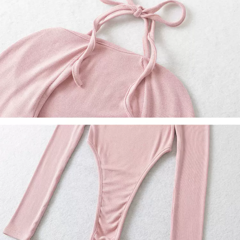 Off shoulder halter solid bodysuit | Festival Outfits Women