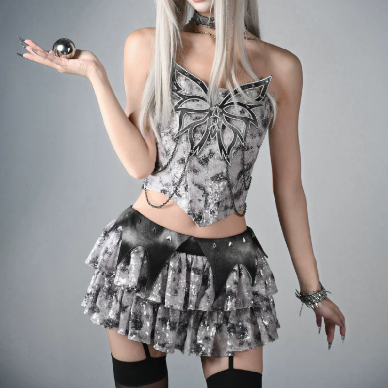 Glitter ruched A line contrast mini skirt | Festival Outfits Women
