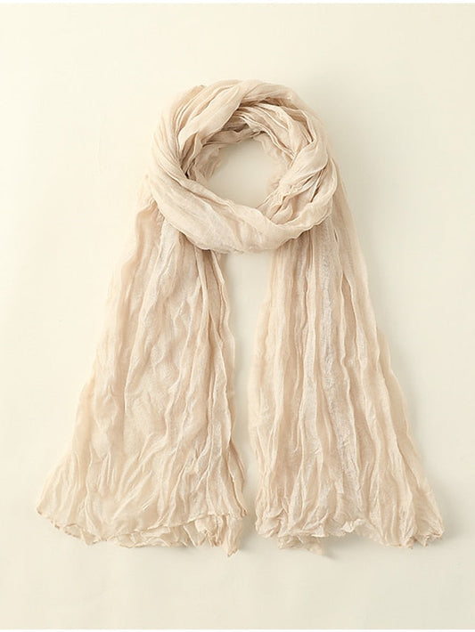 1pcs New Thin Pleated Women Scarf Hijabs Plain Color Girls Scarfs Ladies Shawl Wrap Headband Soft Warm Scarves for Women