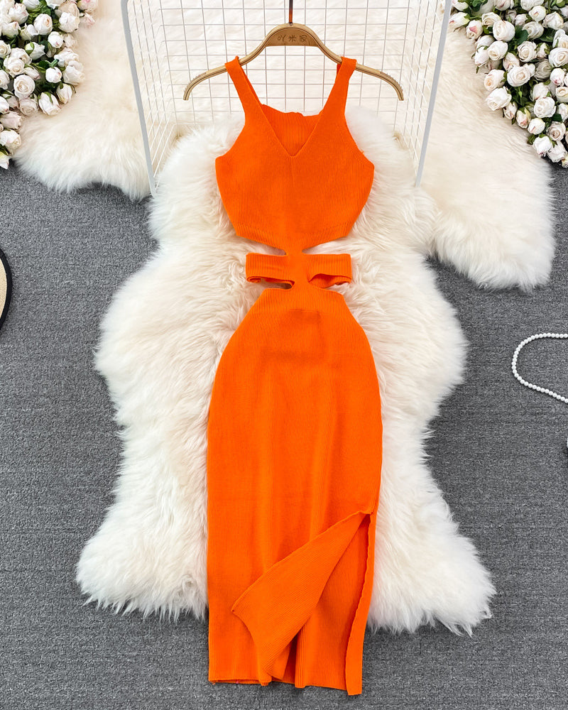 Waist Hollow Suspender Bodycon Dress