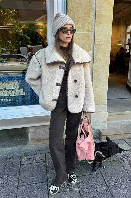 Fleece Lapel Short Jacket