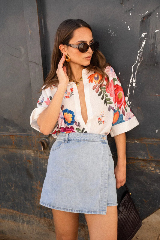 Camisa de manga corta con estampado floral Carla