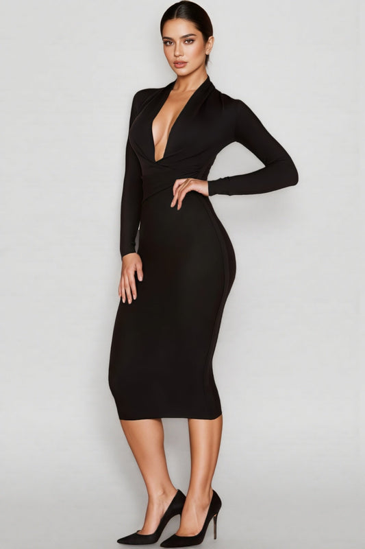 Iriea V Neck Bandage Midi Dress