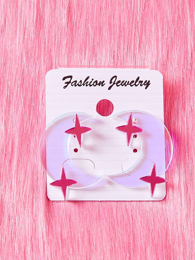 1 Pair Earrings For Birthday Gift Prom Acrylic Monogram Moon Star for Women