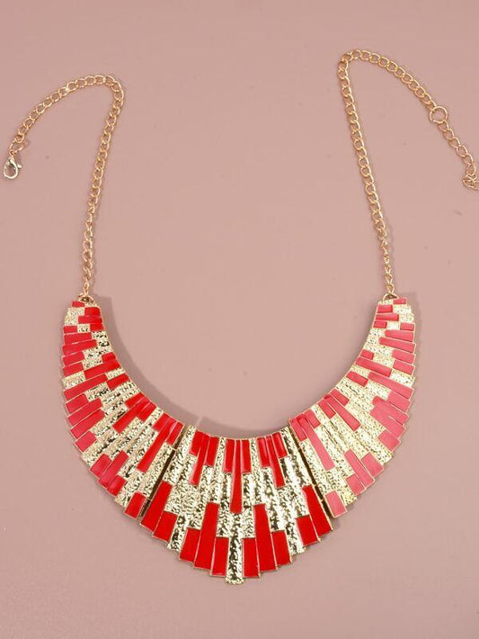 Color Block Metal Necklace for Women