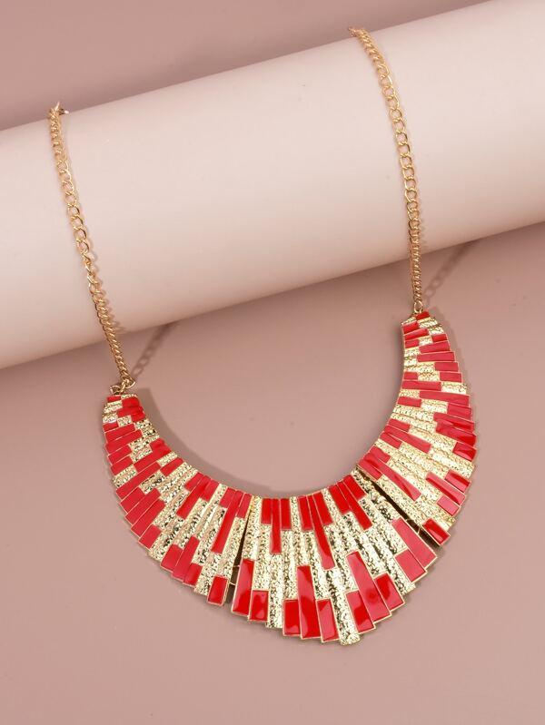 Color Block Metal Necklace for Women