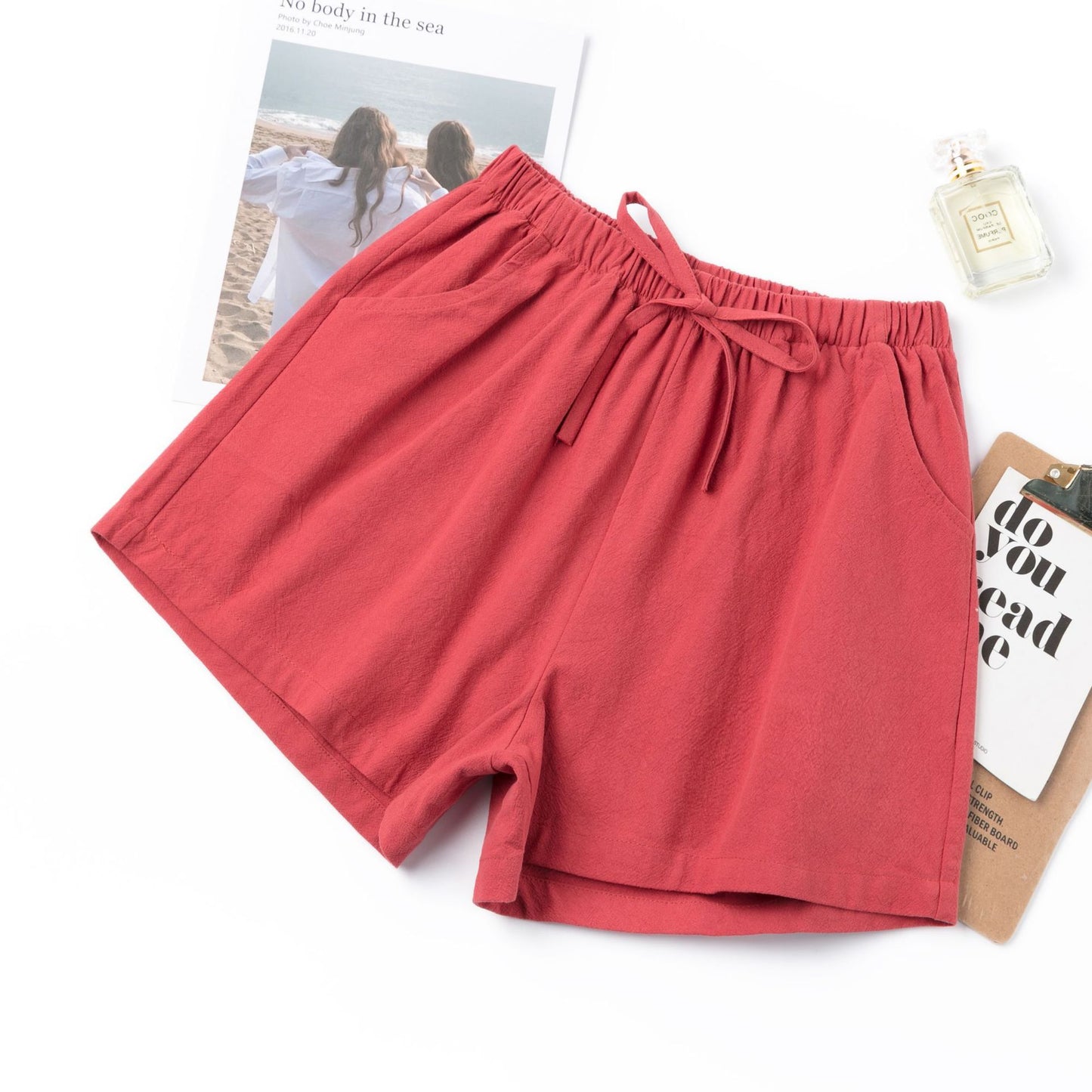 Women Casual Loose High Waist Solid Color Wide-Leg Shorts