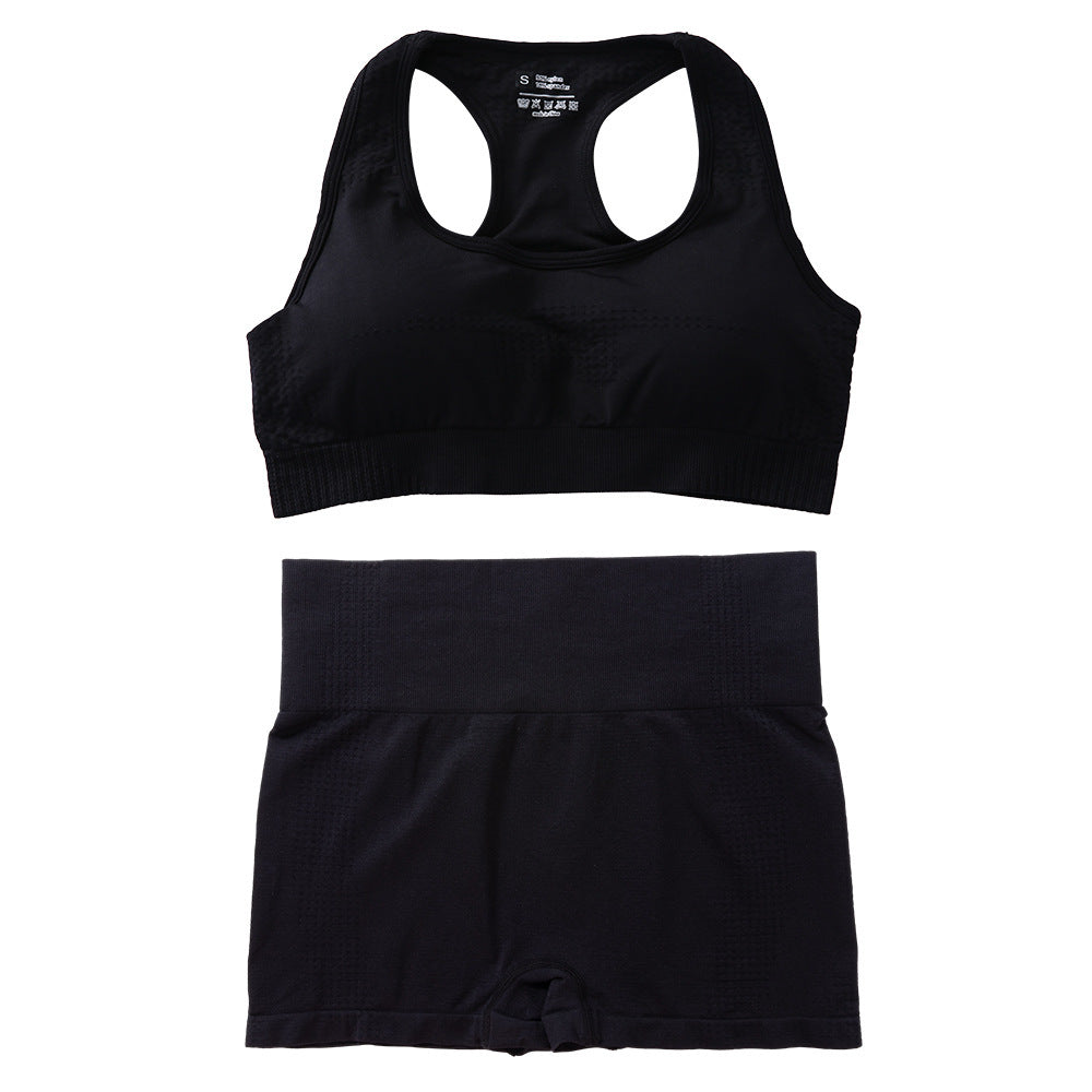 Conjunto deportivo de 2 piezas para mujer, informal, ajustado, de color sólido, con cuello en U, sin mangas y pantalones cortos