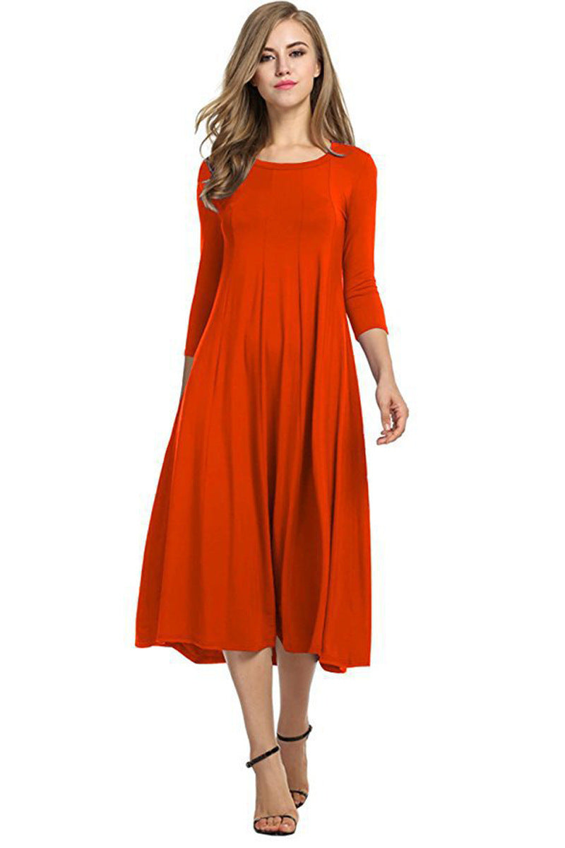 Vestido plisado informal de color liso a la moda para mujer