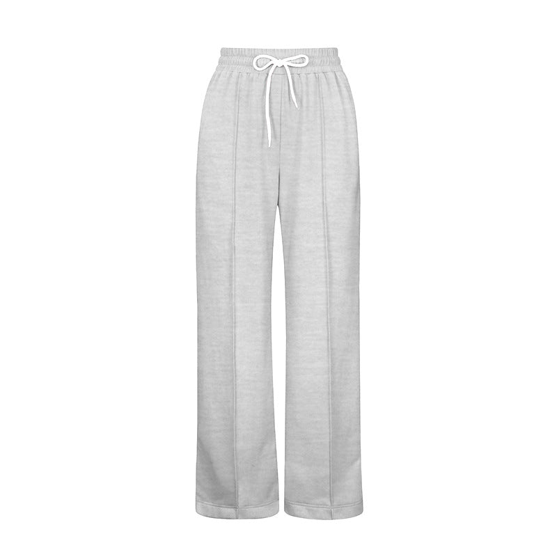 Pantalones deportivos holgados con cordones y cintura alta informales de moda para mujer