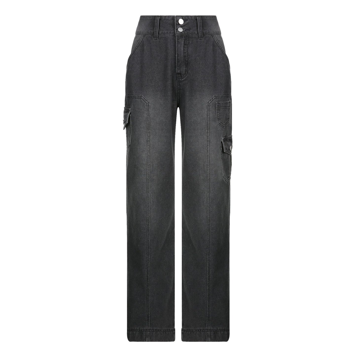 Vaqueros rectos casuales de cintura alta y pierna recta para mujer