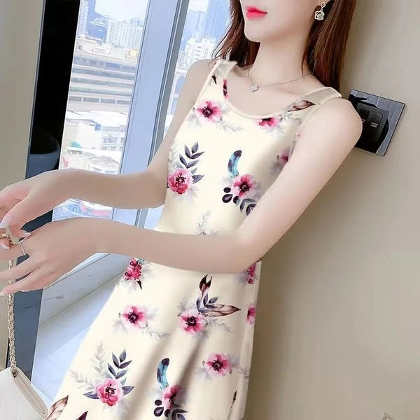 Summer Casual Women Floral Print Sleeveless Dress