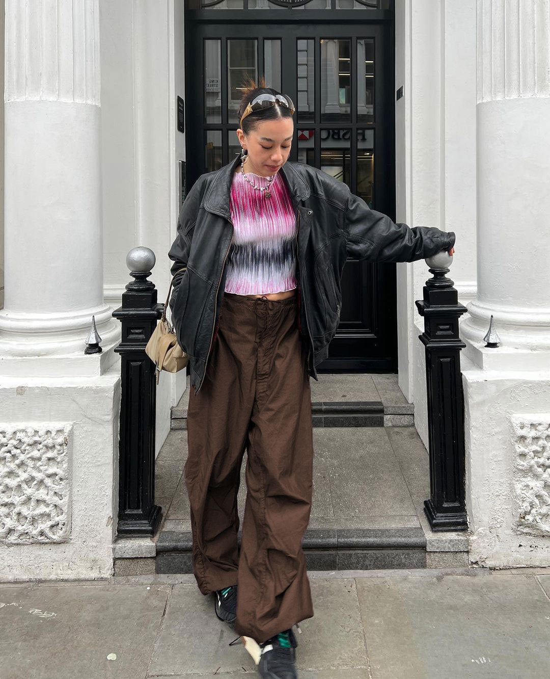 Pantalones cargo holgados de color sólido informales a la moda para mujer