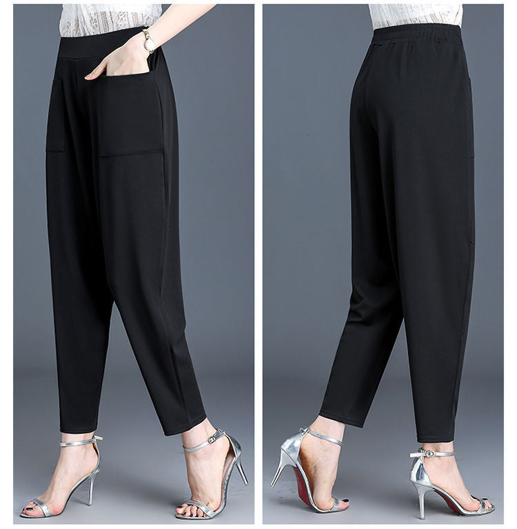 Pantalones casuales sueltos de color sólido para mujer