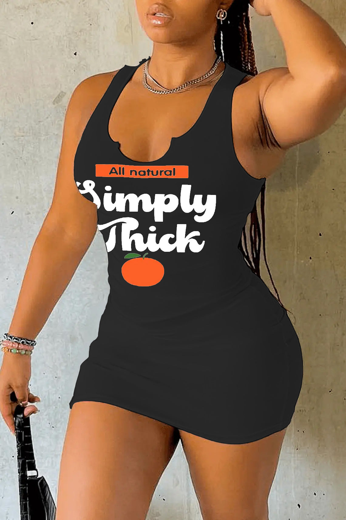 Vestido informal sin mangas con estampado de letras para mujer