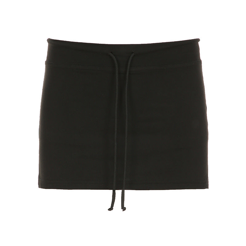 Women Fashion Casual Solid Color High Waist Skirt