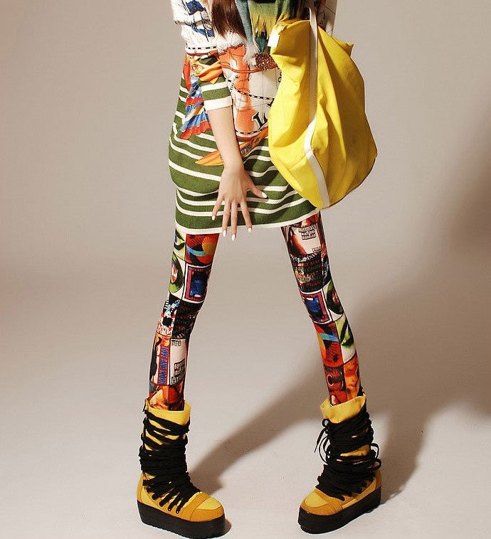 Women Fashion Printed Slim Fit Casual Leggings Pants