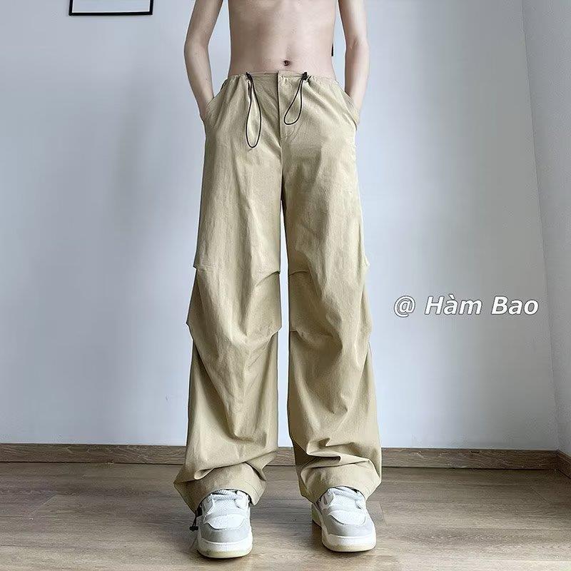 Women Fashion Casual Solid Color Loose Straight Pants