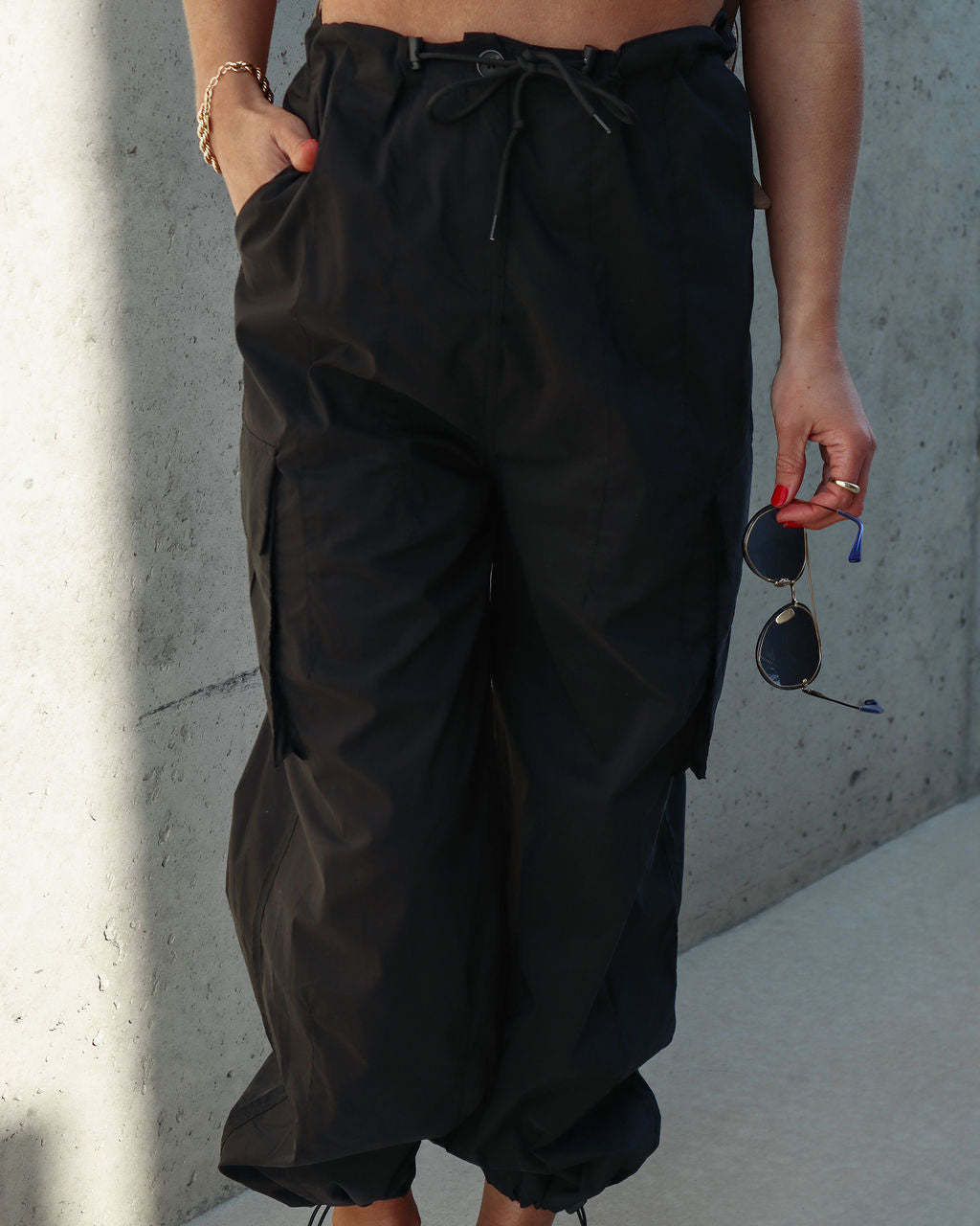 Women Fashion Casual Loose Tether Jogger Cargo Pants