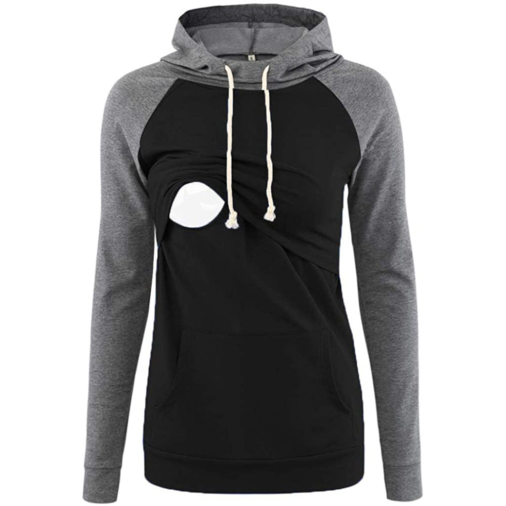 Pregnant Women Fashion Casual Hooded Long Sleeve Breastfeeding Sweatshirt