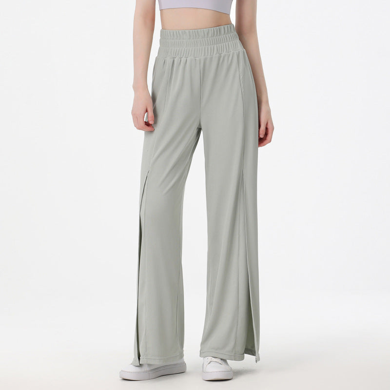 Women Casual Solid Color Yoga Loose Straight Leg Fitness Pants