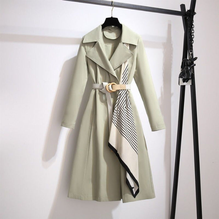 Gabardina de manga larga ajustada, elegante, informal, de color liso para mujer