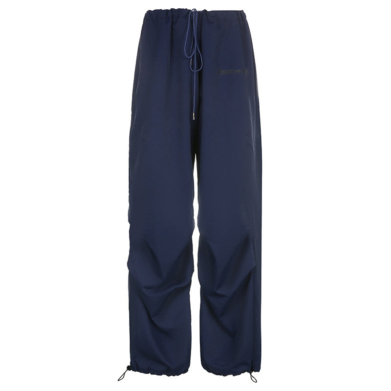 Pantalones casuales de pierna ancha con bolsillos y estampado de colores sólidos para mujer de verano