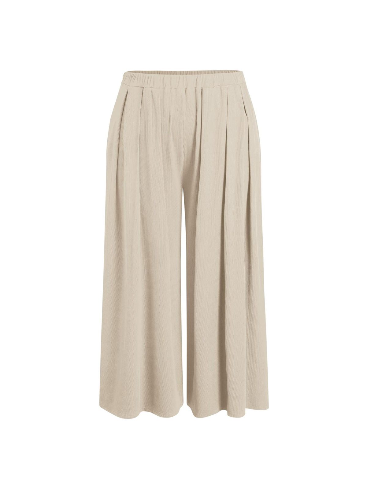 Pantalones casuales de talla grande para mujer, de color liso, holgados y con cintura elástica